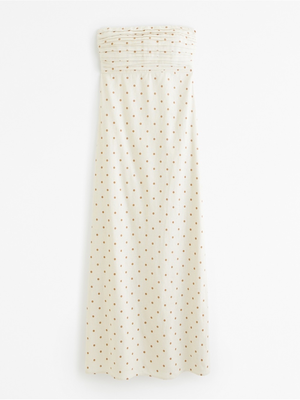 Abercrombie & Fitch Strapless Cream Midi Dress with Brown Polka Dots - Picture 2 of 6
